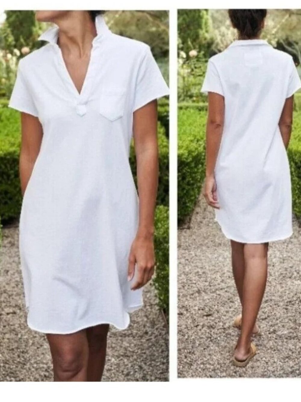 NEW FRANK & EILEEN TEE LAB LAUREN WHITE POLO JERSEY DRESS S